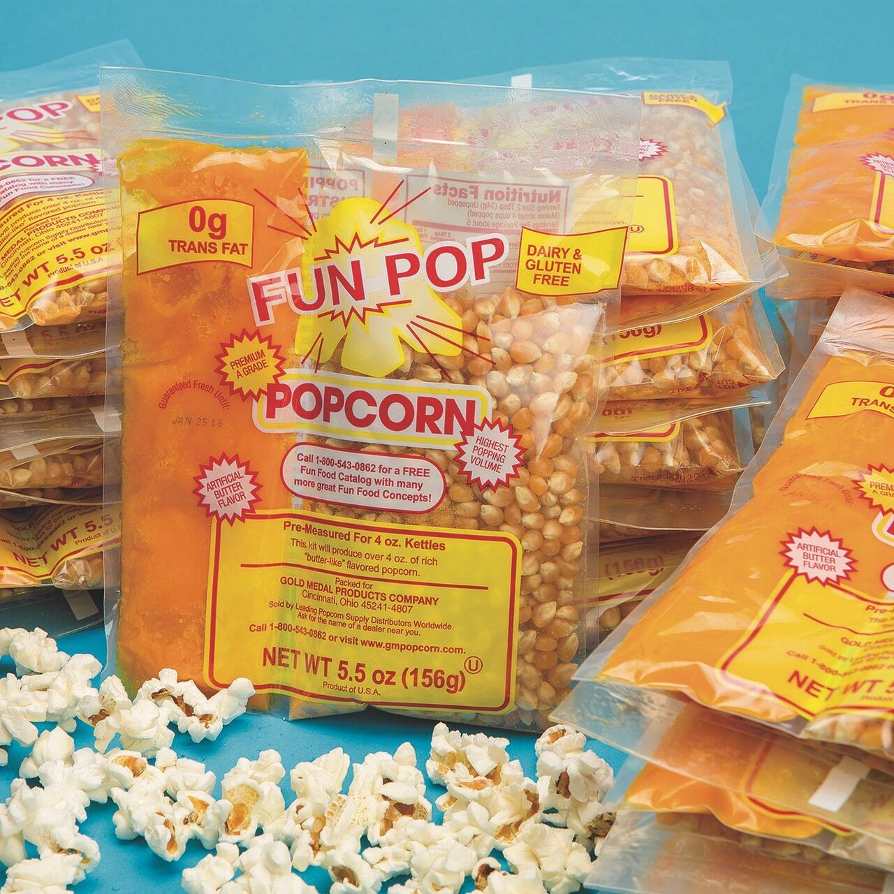 Mega Pop® Corn, Oil and Salt Kit for Popcorn Makers with a 4 oz. Kettle (Case of 36)